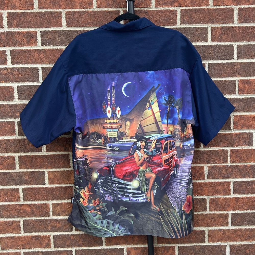 Y2K streetwear hula girl button up